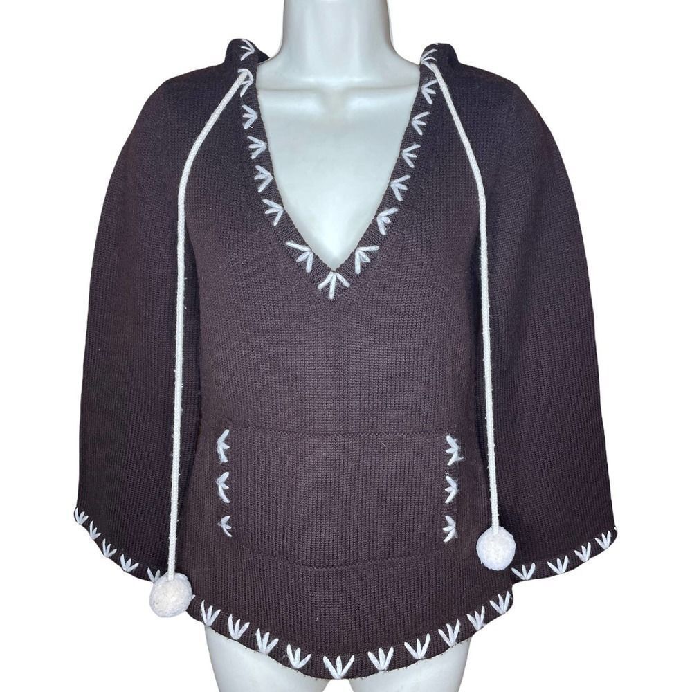 Alice + Olivia Brown Wool Hooded Sweater XS